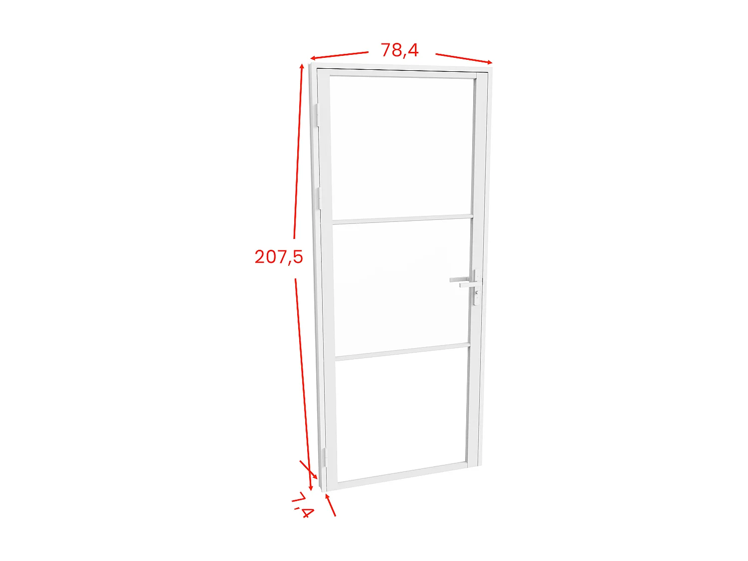 Bloc porte réversible en aluminium et verre trempé - H204 x L73 cm - Blanc - MASERU