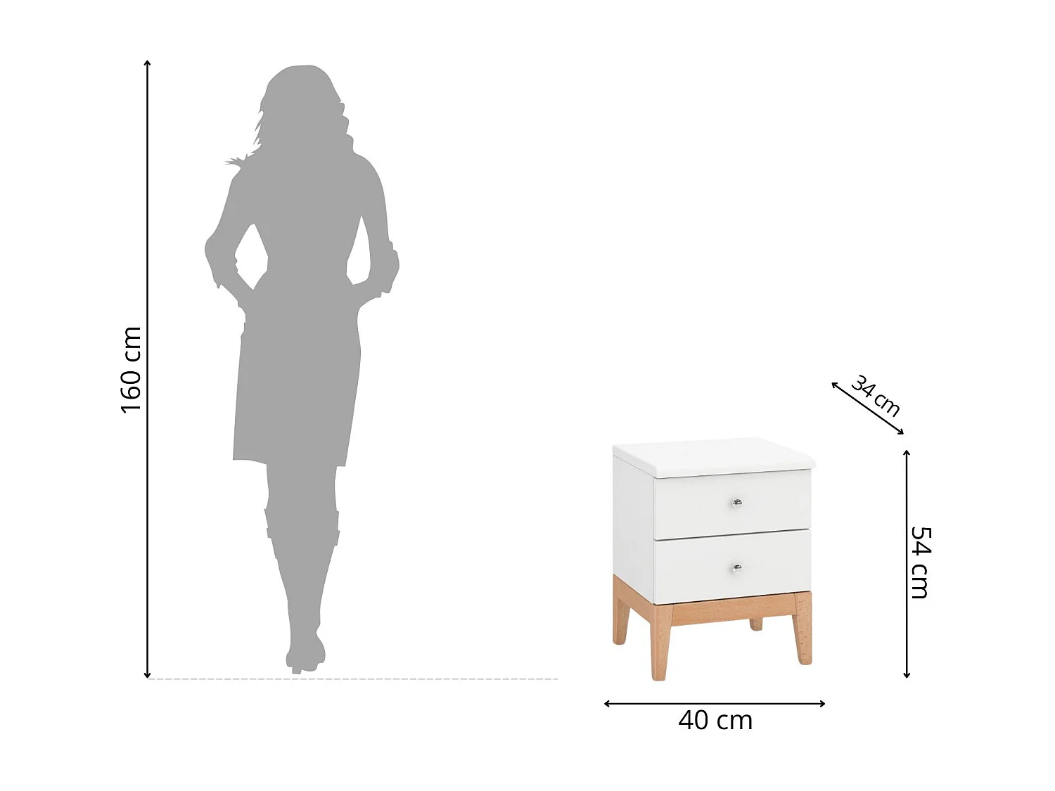 Table de chevet en bois Visby Livia 2S