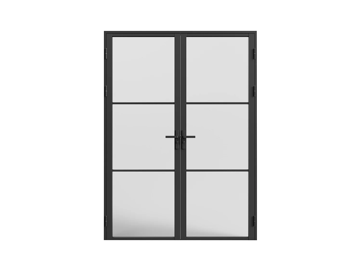 Omkeerbare dubbele deur van aluminium en mat glas - 2 x H204 x B83 cm - Zwart - MASERU