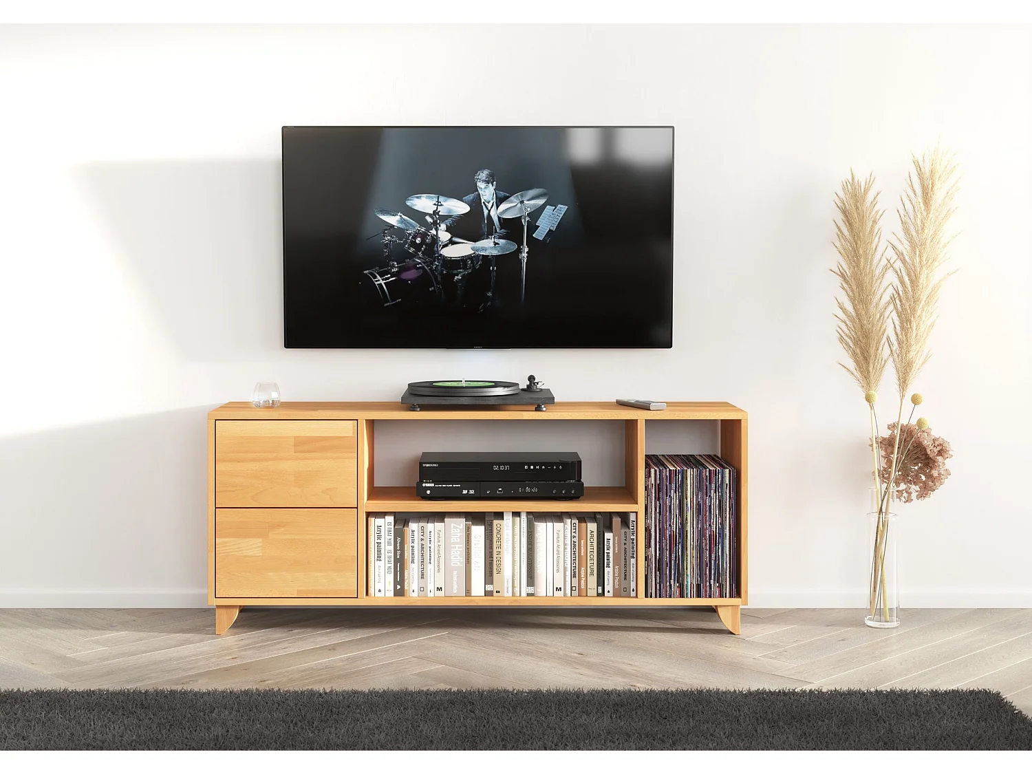 Massivholz-tv-schrank Viveca, buche - lackiert, naturfarben