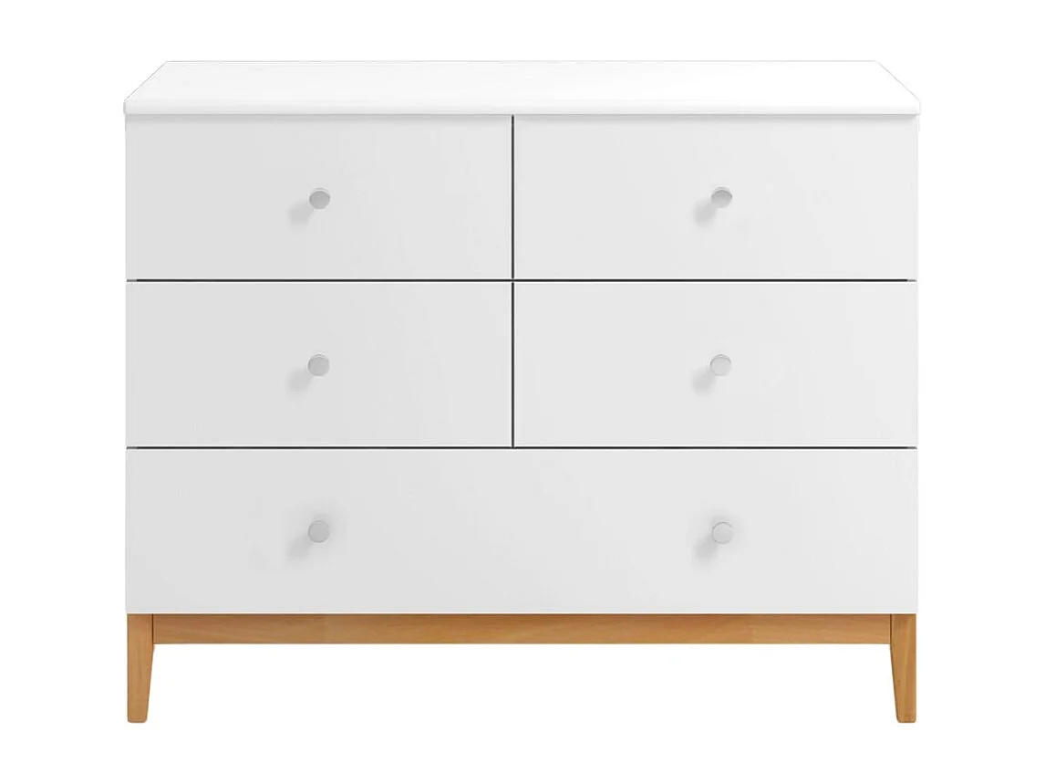 Komoda LIVIA 120 5S biała/buk