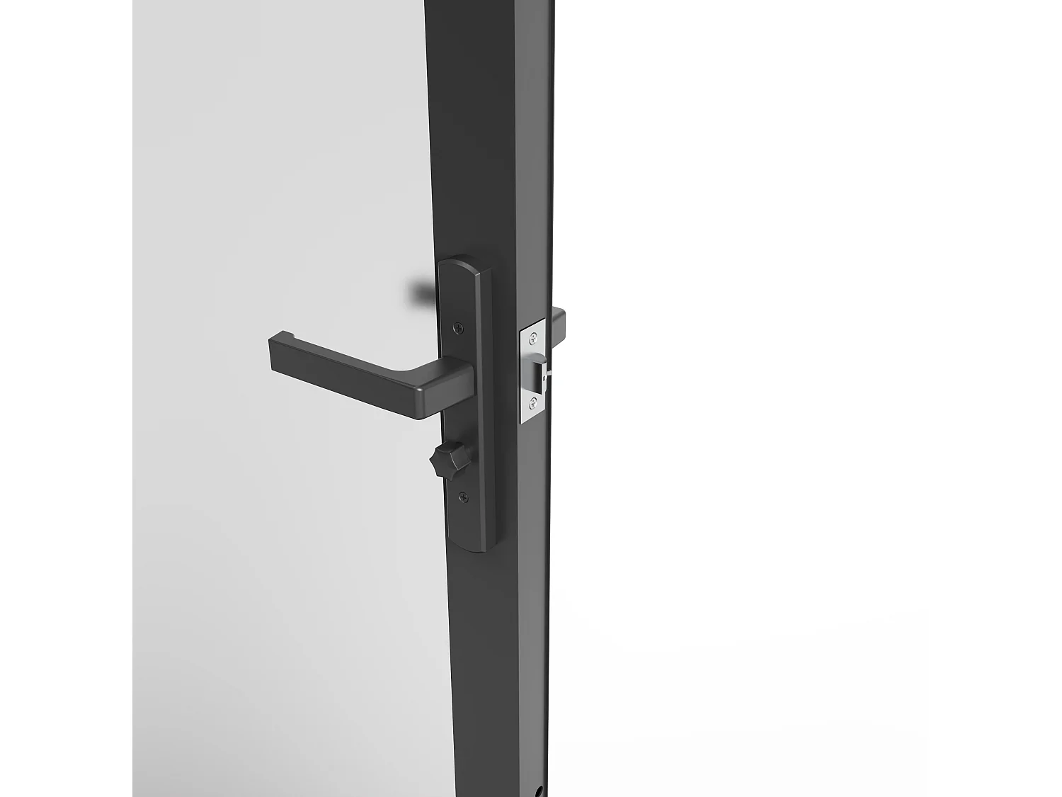 Puerta reversible de aluminio y vidrio templado esmerilado - Alt. 204 x L73 cm - Negro - LOXTON