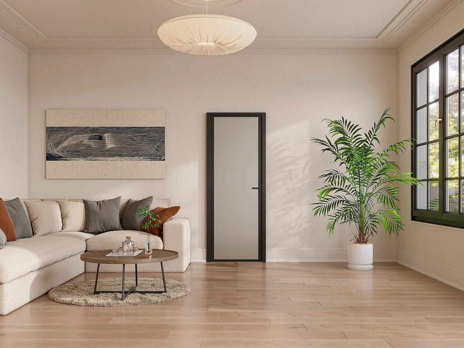 Bloc porte réversible en aluminium et verre trempé dépoli - H204 x L73 cm - Noir - LOXTON
