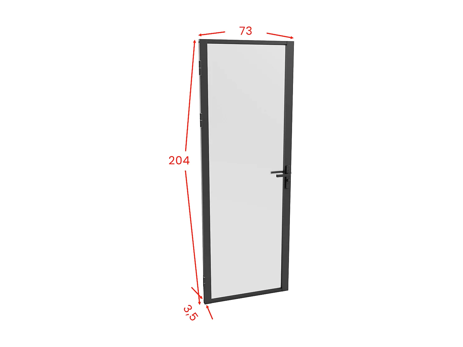 Tür-Set - wendbar - Aluminium & Sicherheitsglas mattiert - 204 x 73 cm - Schwarz - LOXTON