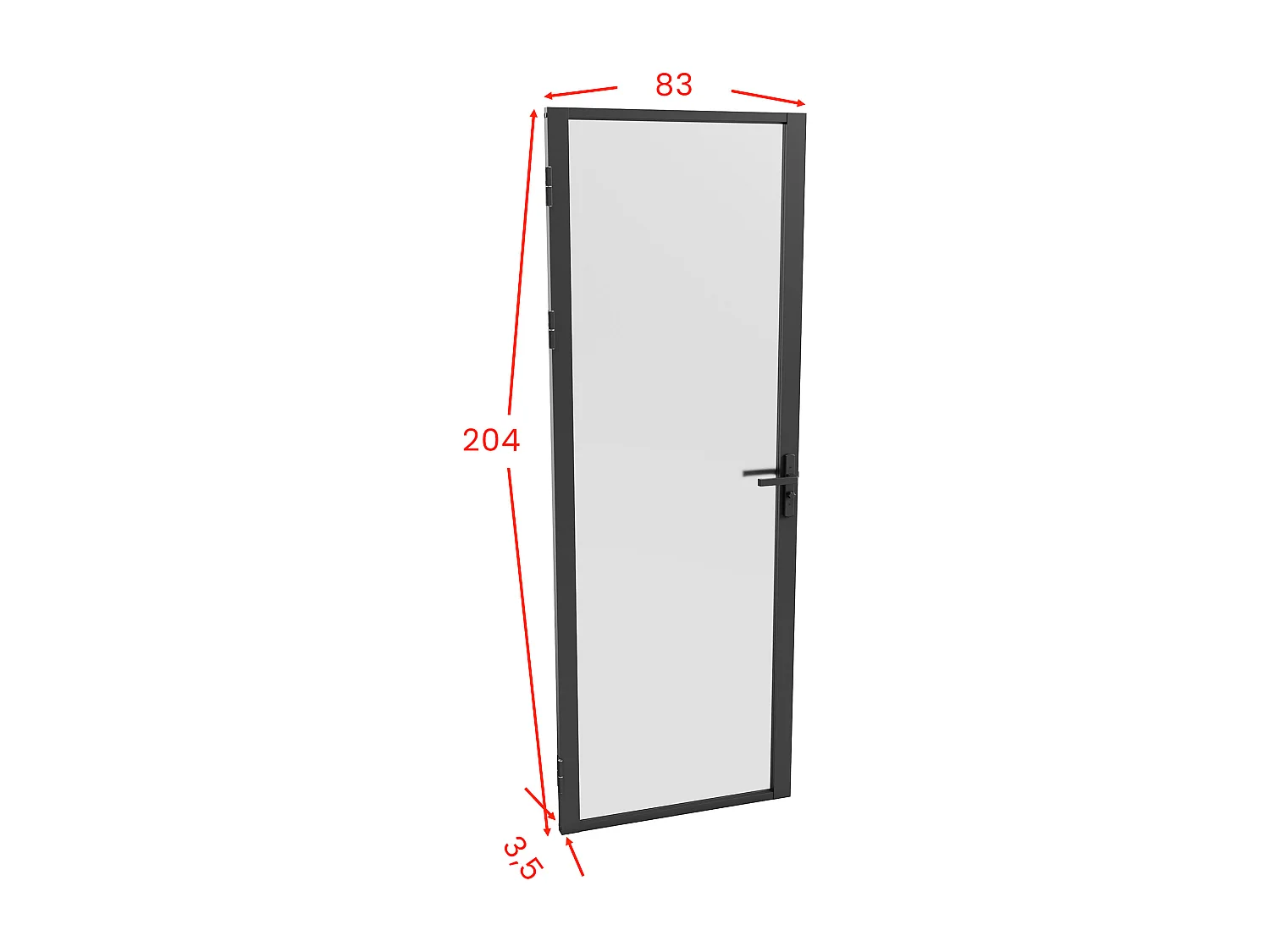 Bloc porte réversible en aluminium et verre trempé dépoli - H204 x L83 cm - Noir - LOXTON
