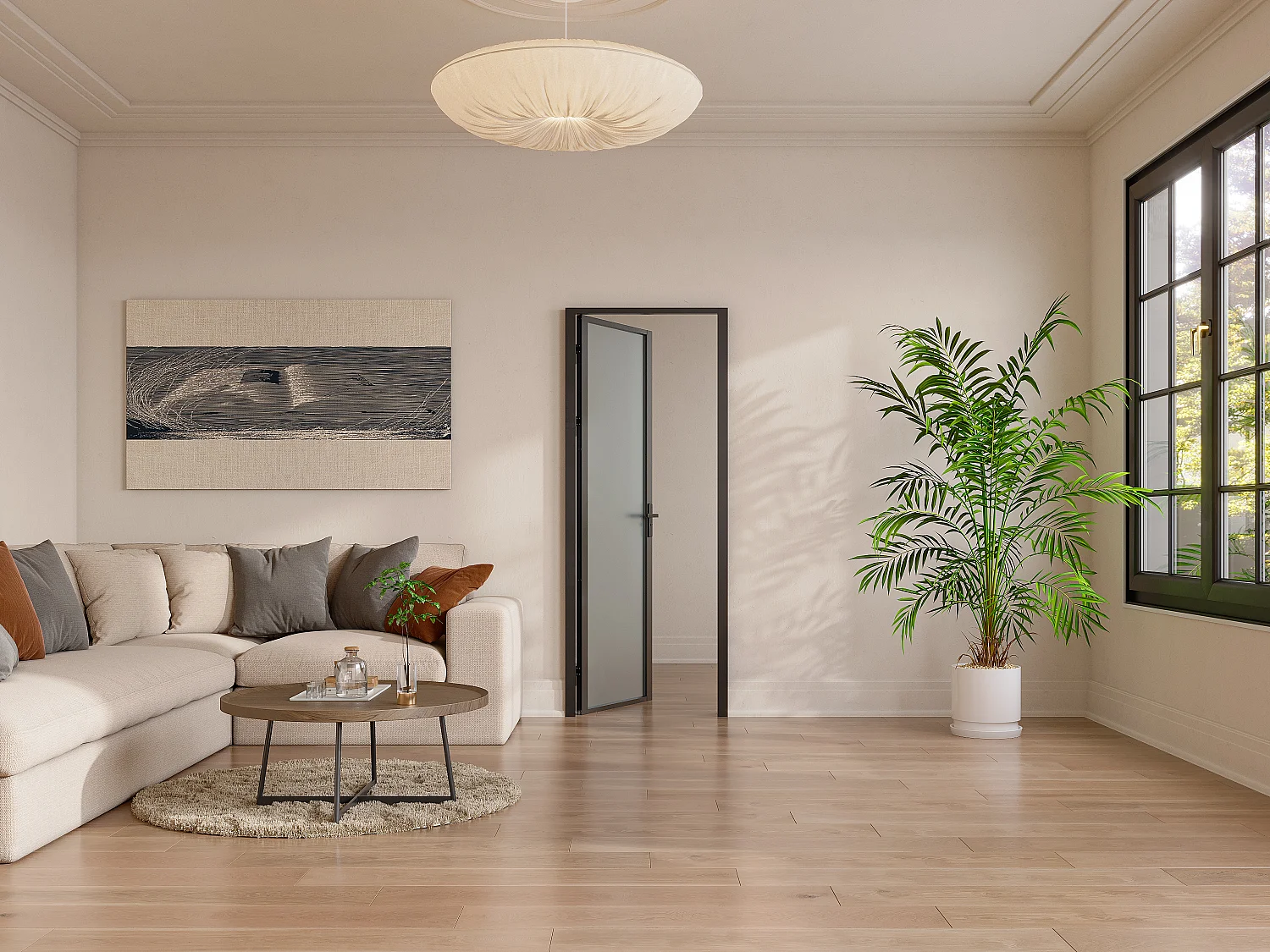 Tür-Set - wendbar - Aluminium & Sicherheitsglas mattiert - 204 x 93 cm - Schwarz - LOXTON