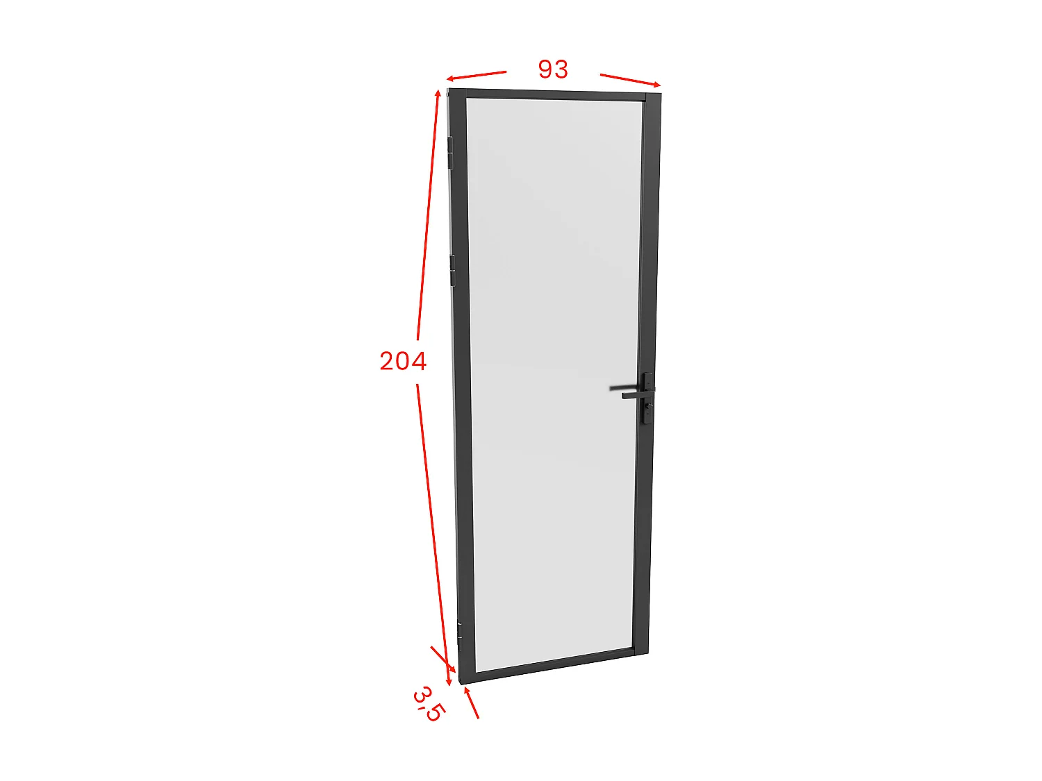 Bloc porte réversible en aluminium et verre trempé dépoli - H204 x L93 cm - Noir - LOXTON