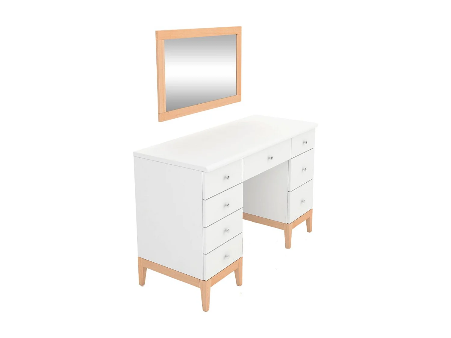 Drewniana toaletka Livia z lustrem wiszącym