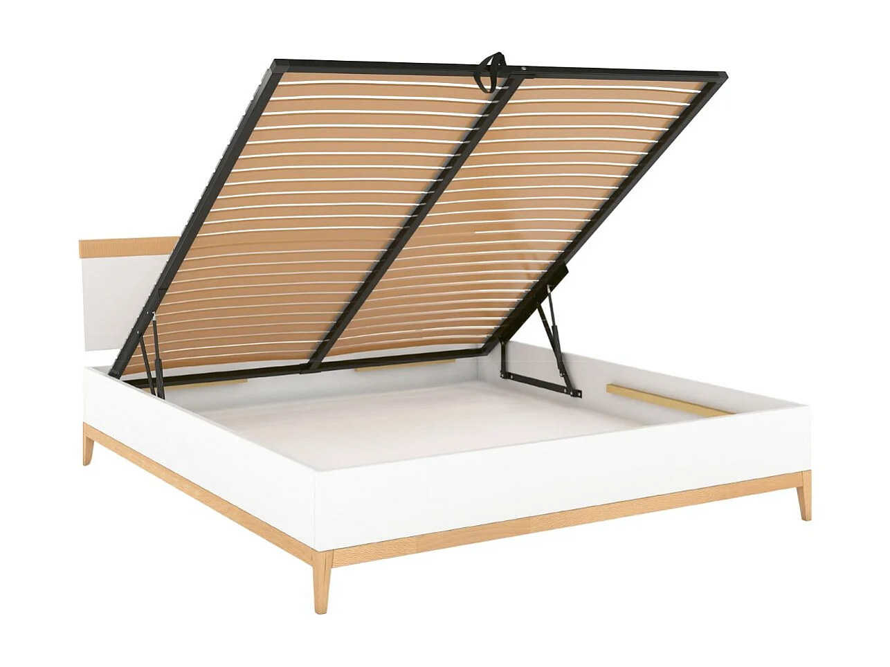 Łóżko LIVIA BC 120x200 białe/buk z pojemnikiem