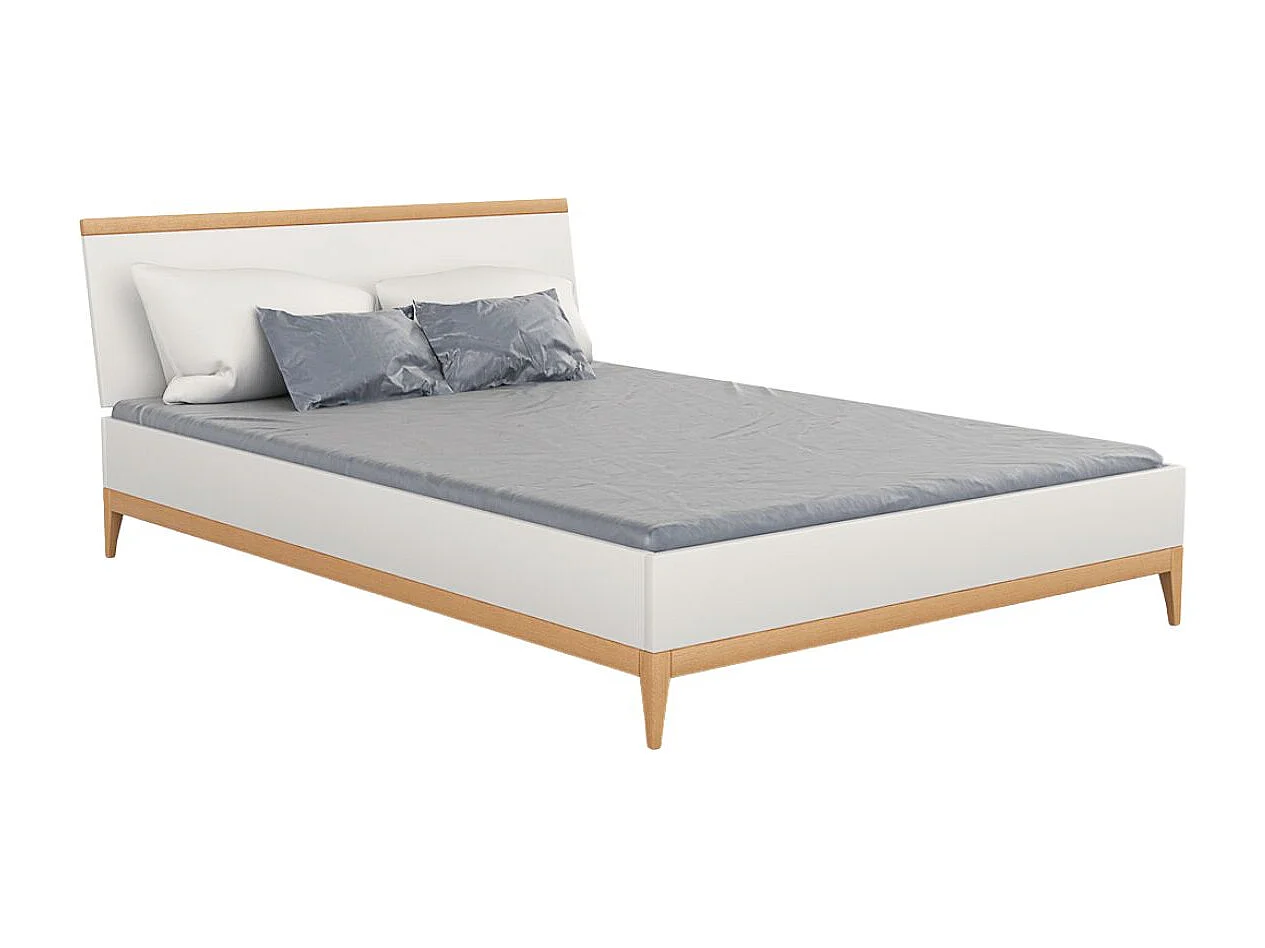 Łóżko LIVIA BC 120x200 białe/buk z pojemnikiem
