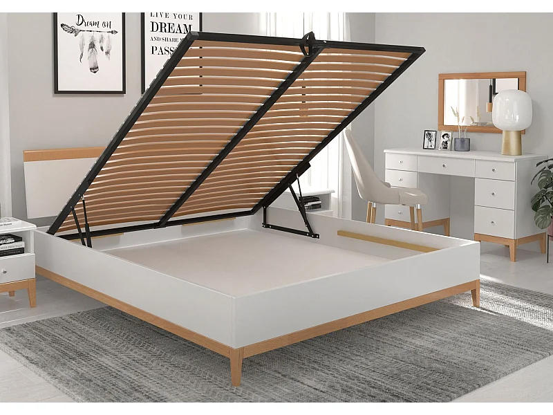 Lit en bois avec coffre VISBY LIVIA HIGH BC (coffre à linge de lit) 120X200 cm