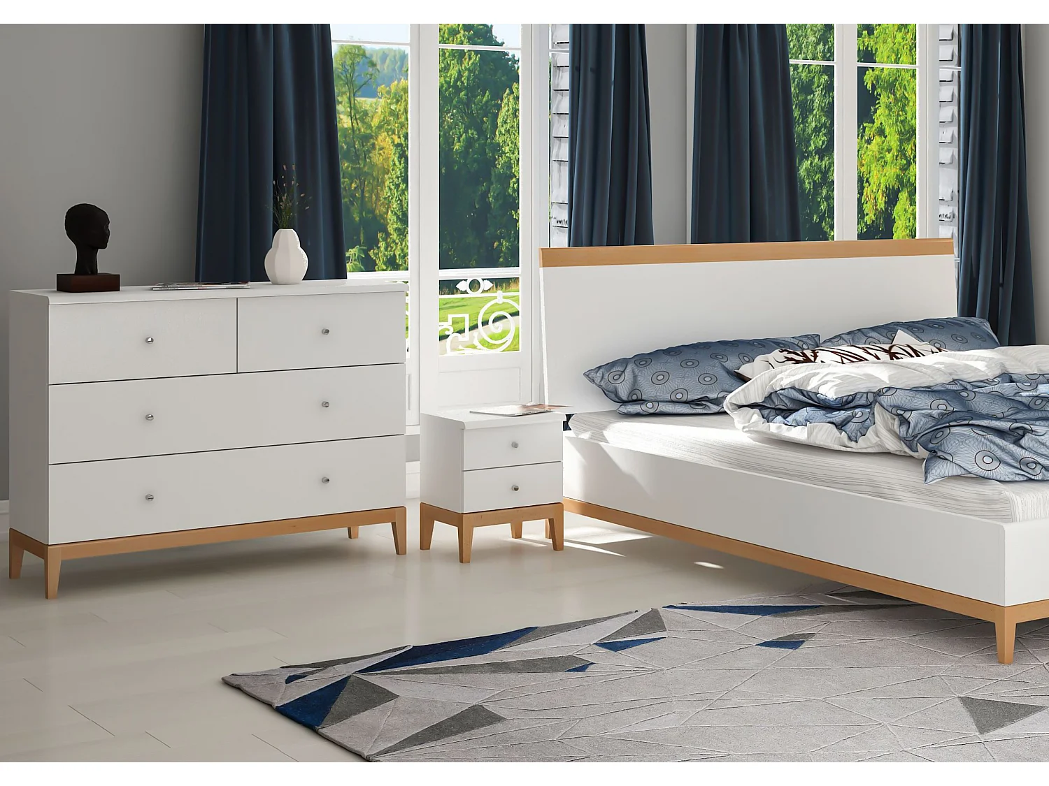 Chevet en bois avec tiroirs Visby Livia 2+2