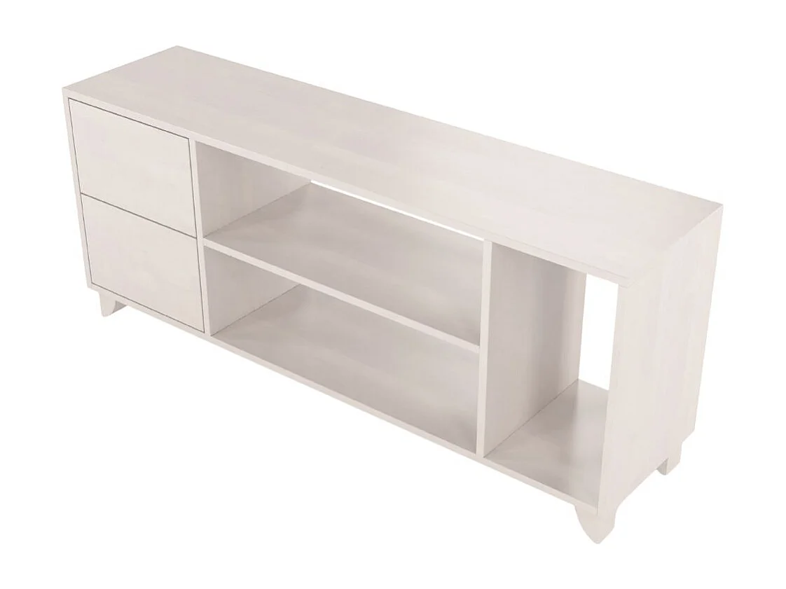 Meuble TV en bois de hêtre VISBY VIVECA sur pieds / Blanc