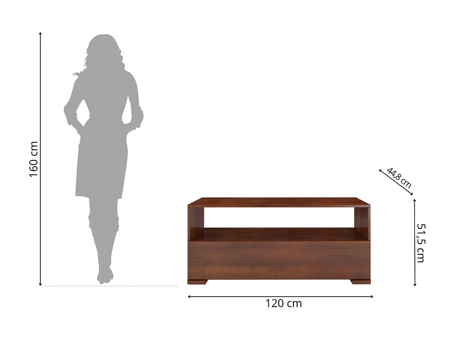 Meuble TV en bois de hêtre Visby Sandema / noyer