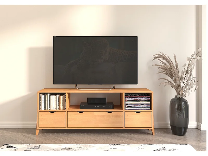 Drewniana szafka Rtv bukowa Gdynia na nóżkach/Naturalny