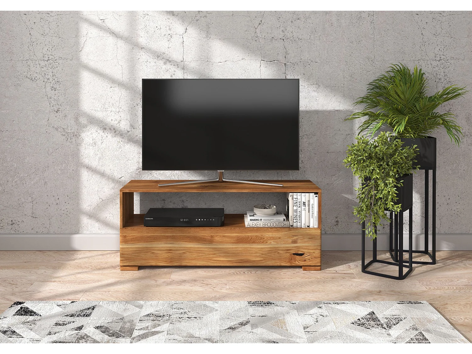 Massivholz-tv-schrank Sandema, eiche - lackiert, naturfarben