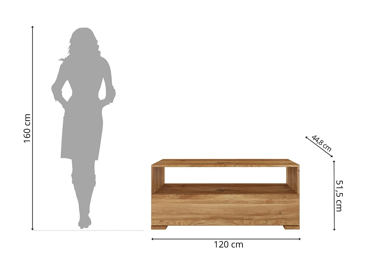 Massivholz-tv-schrank Sandema, eiche - lackiert, naturfarben
