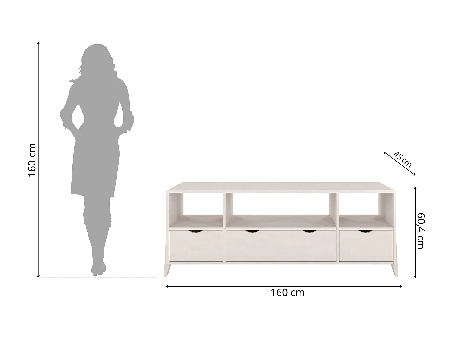 Meuble tv en bois de hêtre VISBY GDYNIA sur pieds / blanc