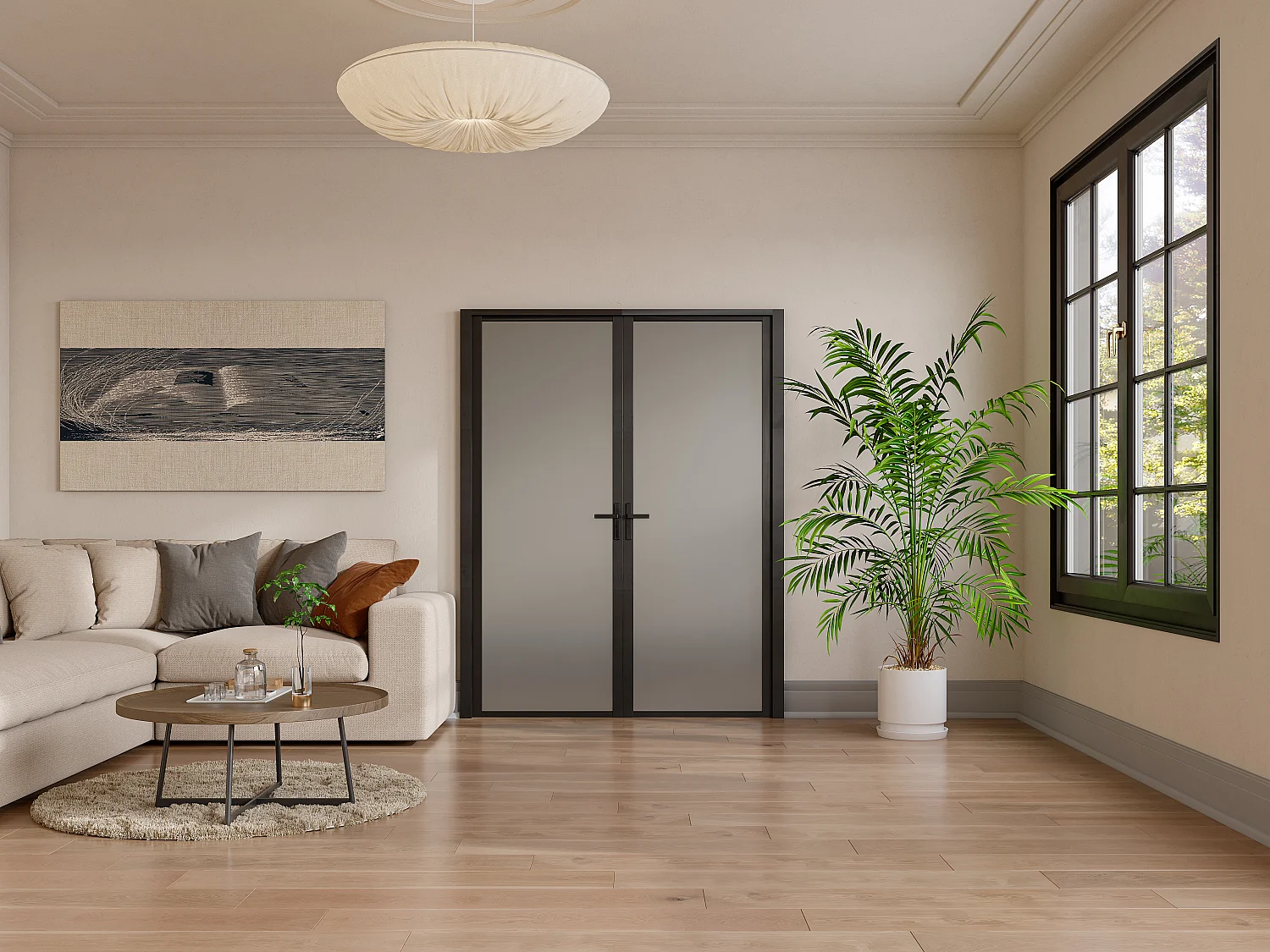 Bloc porte réversible à deux battants en aluminium et verre trempé dépoli - 2 x H204 x L73 cm - Noir - LOXTON