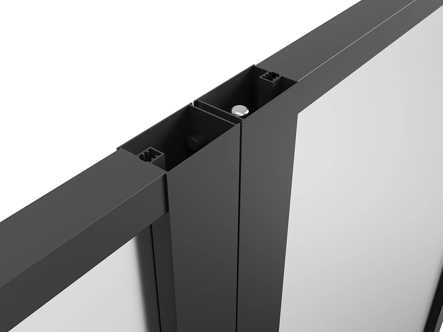 Bloc porte réversible à deux battants en aluminium et verre trempé dépoli - 2 x H204 x L83 cm - Noir - LOXTON