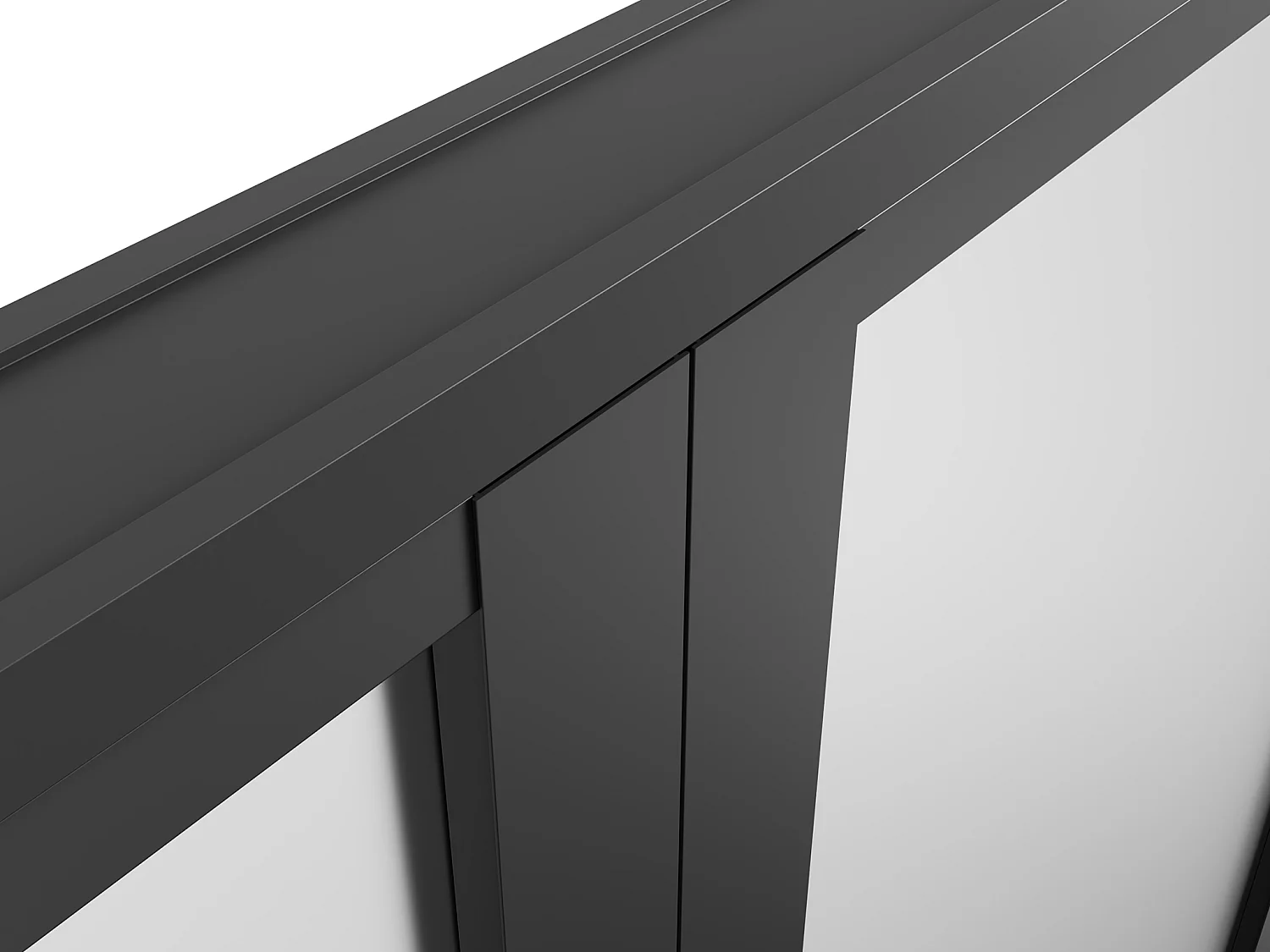 Bloc porte réversible à deux battants en aluminium et verre trempé dépoli - 2 x H204 x L83 cm - Noir - LOXTON