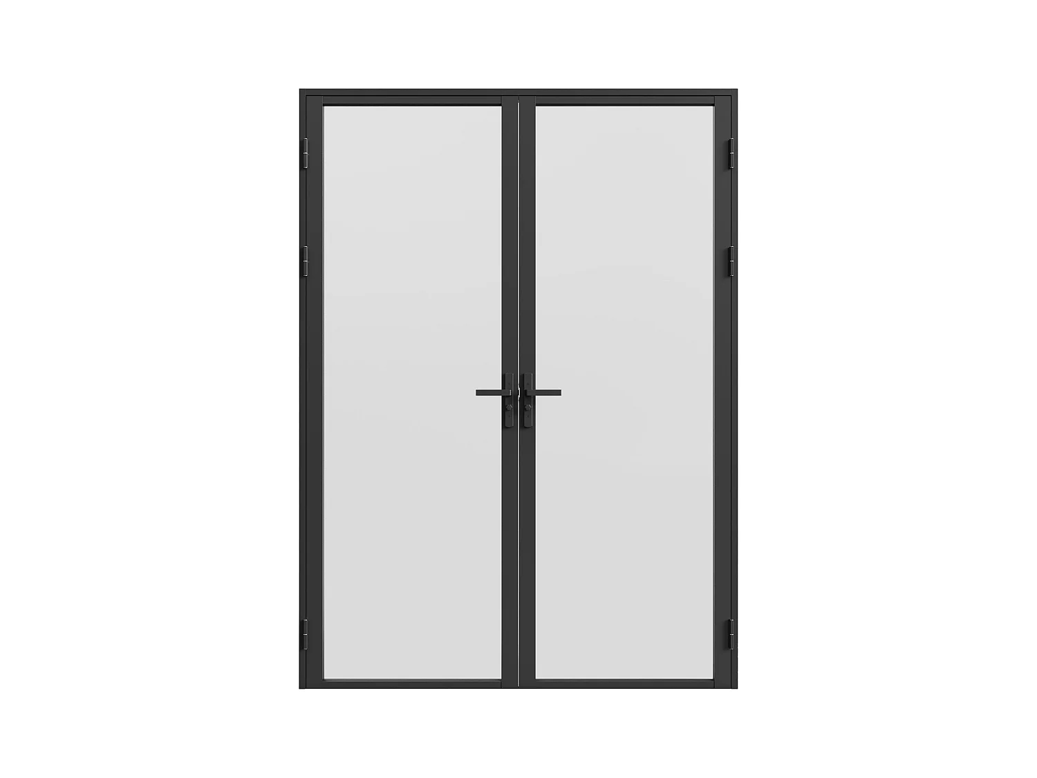 Bloc porte réversible à deux battants en aluminium et verre trempé dépoli - 2 x H204 x L93 cm - Noir - LOXTON