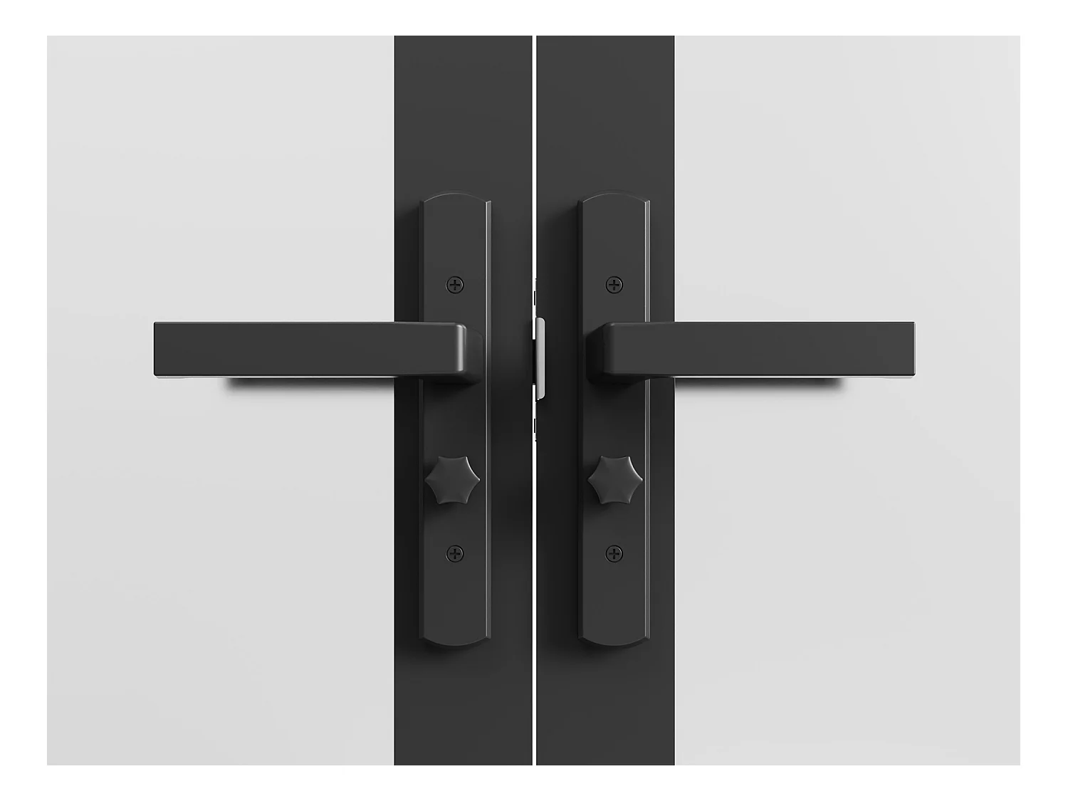 Bloc porte réversible à deux battants en aluminium et verre trempé dépoli - 2 x H204 x L93 cm - Noir - LOXTON
