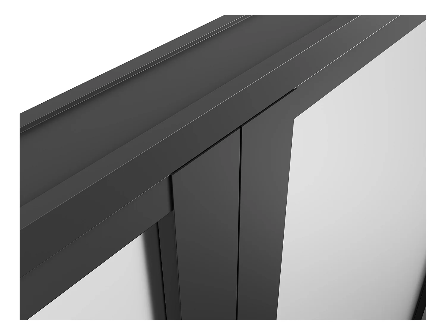 Bloc porte réversible à deux battants en aluminium et verre trempé dépoli - 2 x H204 x L93 cm - Noir - LOXTON