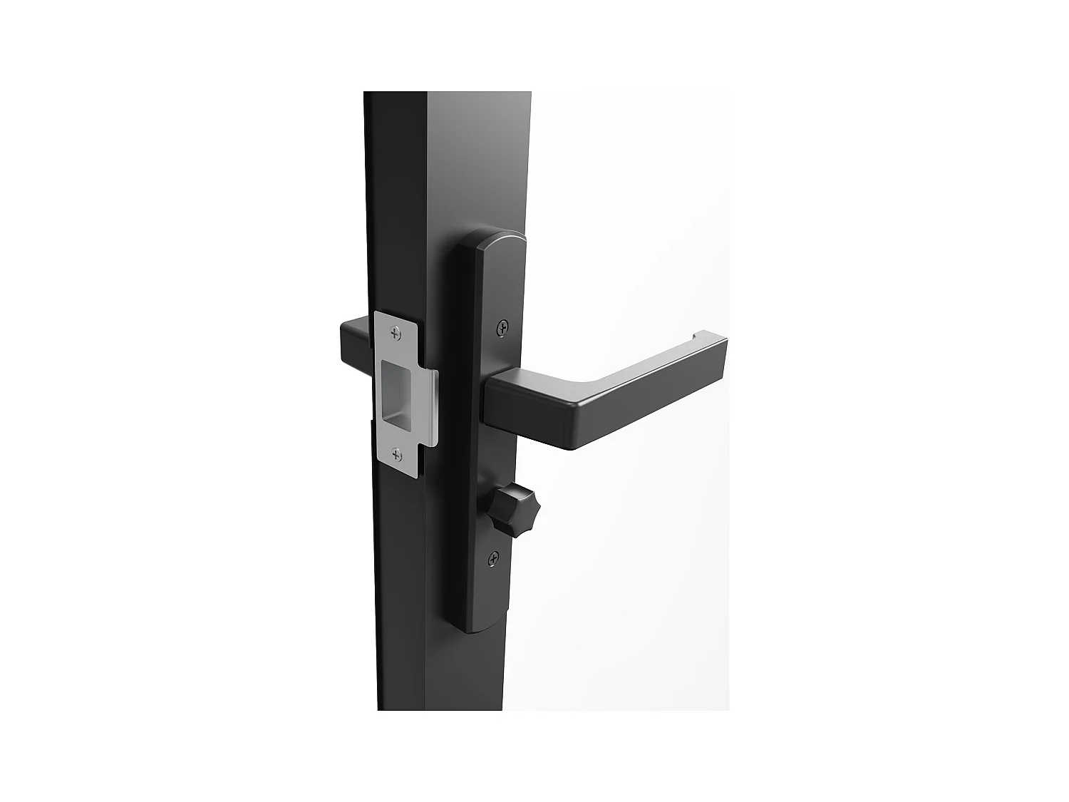 Bloc porte réversible à deux battants en aluminium et verre trempé dépoli - 2 x H204 x L93 cm - Noir - LOXTON