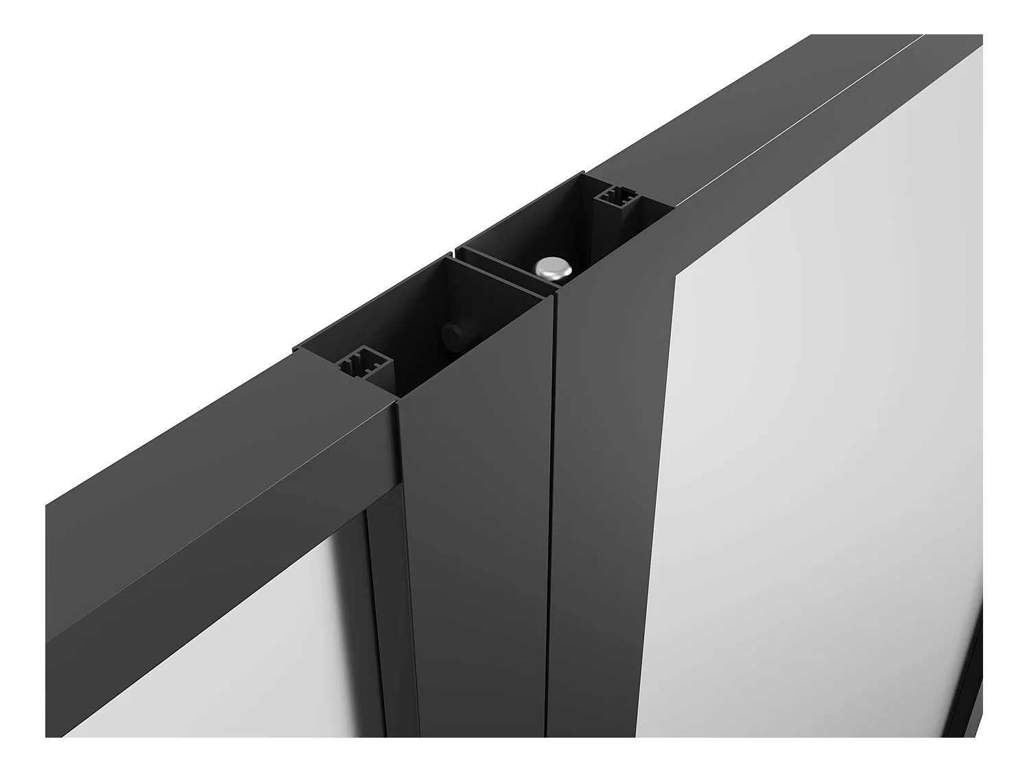 Bloc porte réversible à deux battants en aluminium et verre trempé dépoli - 2 x H204 x L93 cm - Noir - LOXTON