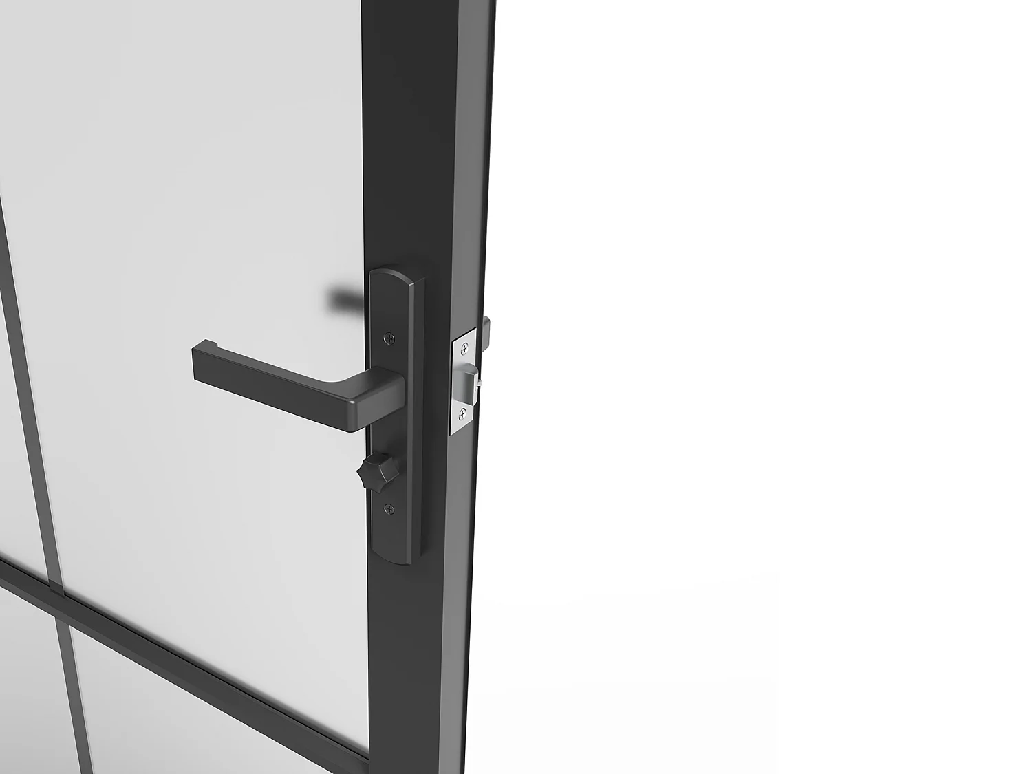 Puerta reversible de aluminio y vidrio esmerilado - Alt. 204 x L93 cm - Negro - SEROTO