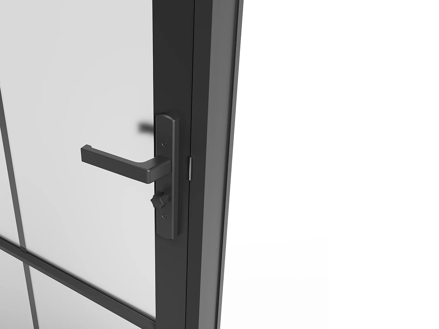 Bloc porte réversible en aluminium et verre dépoli - H204 x L93 cm - Noir - SEROTO