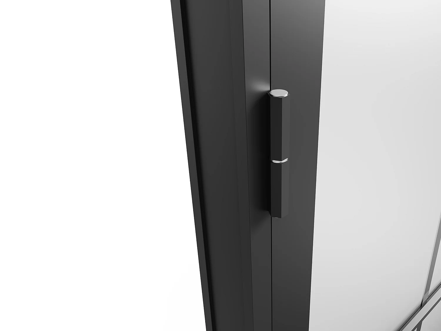 Tür-Set - wendbar - Aluminium & Glas mattiert - 204 x 83 cm - Schwarz - SEROTO