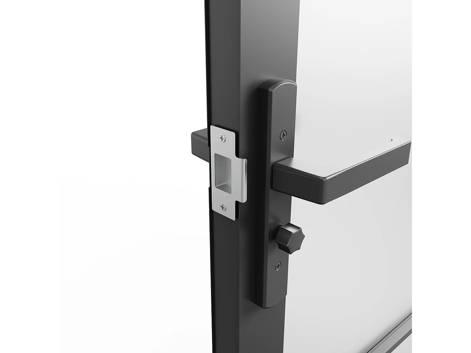 Omkeerbare dubbele deur van aluminium en mat glas - 2 x H204 x B73 cm - Zwart - MASERU