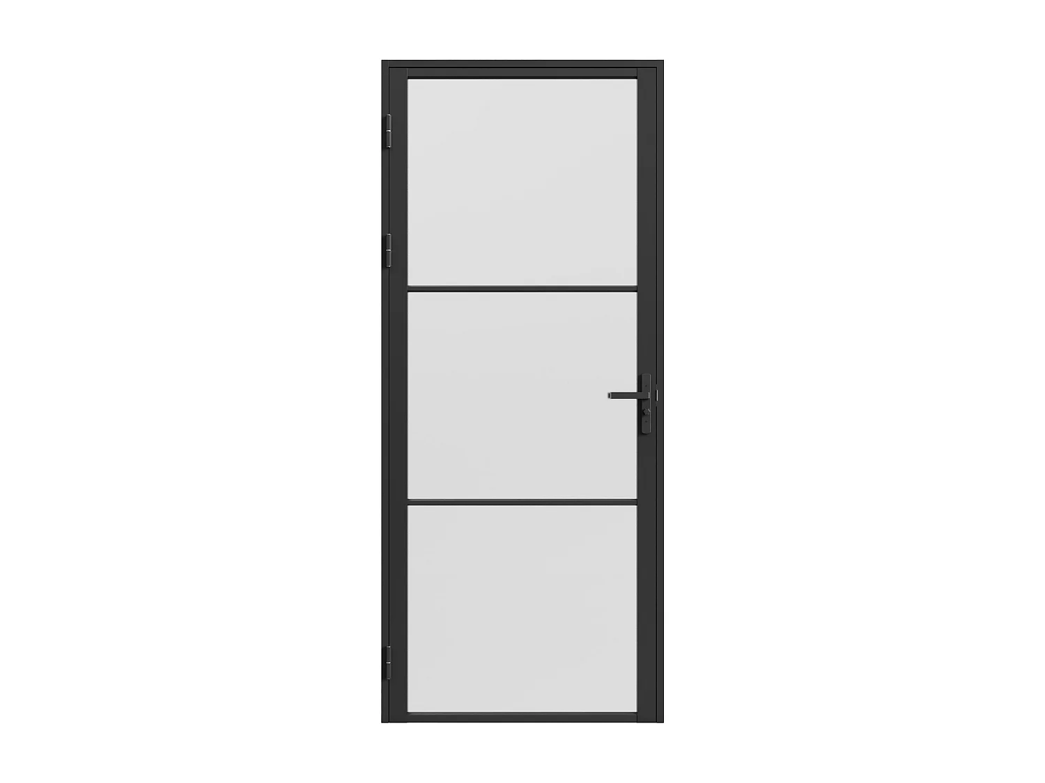 Drzwi kompletne dwustronne z aluminium i matowego szkła hartowanego - wys. 204 x szer. 73 cm - Czarny - MASERU