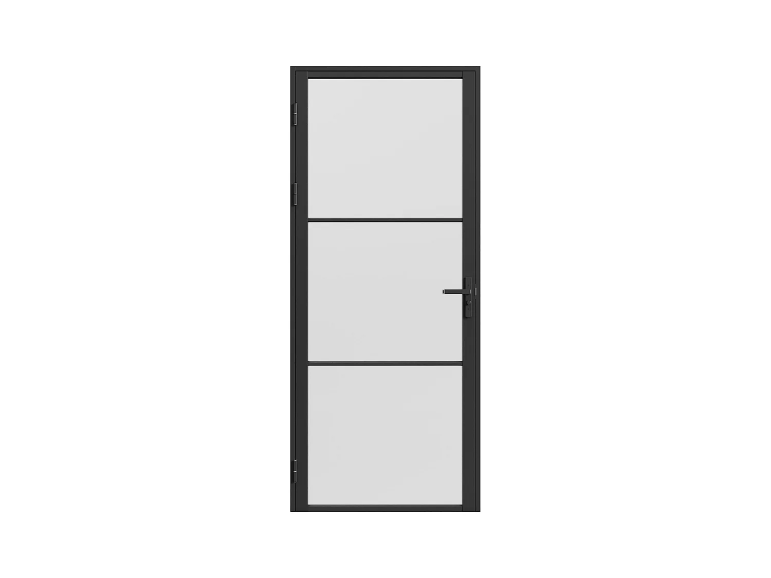 Bloc porte réversible en aluminium et verre trempé dépoli - H204 x L73 cm - Noir - MASERU