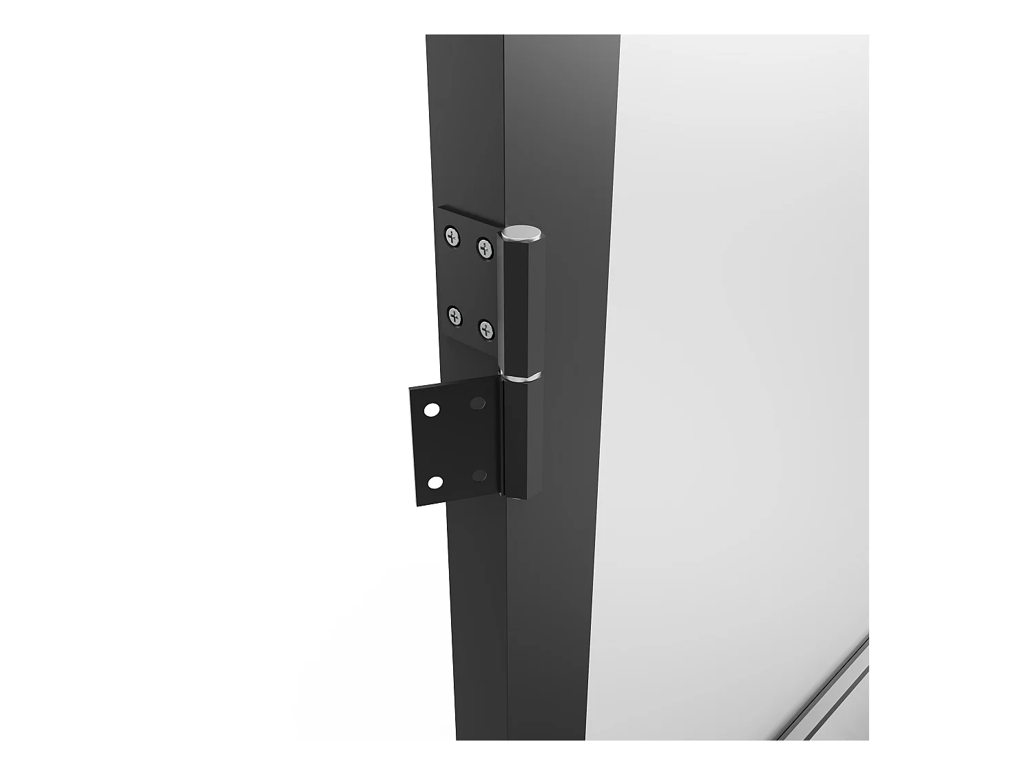 Bloc porte réversible en aluminium et verre trempé dépoli - H204 x L73 cm - Noir - MASERU
