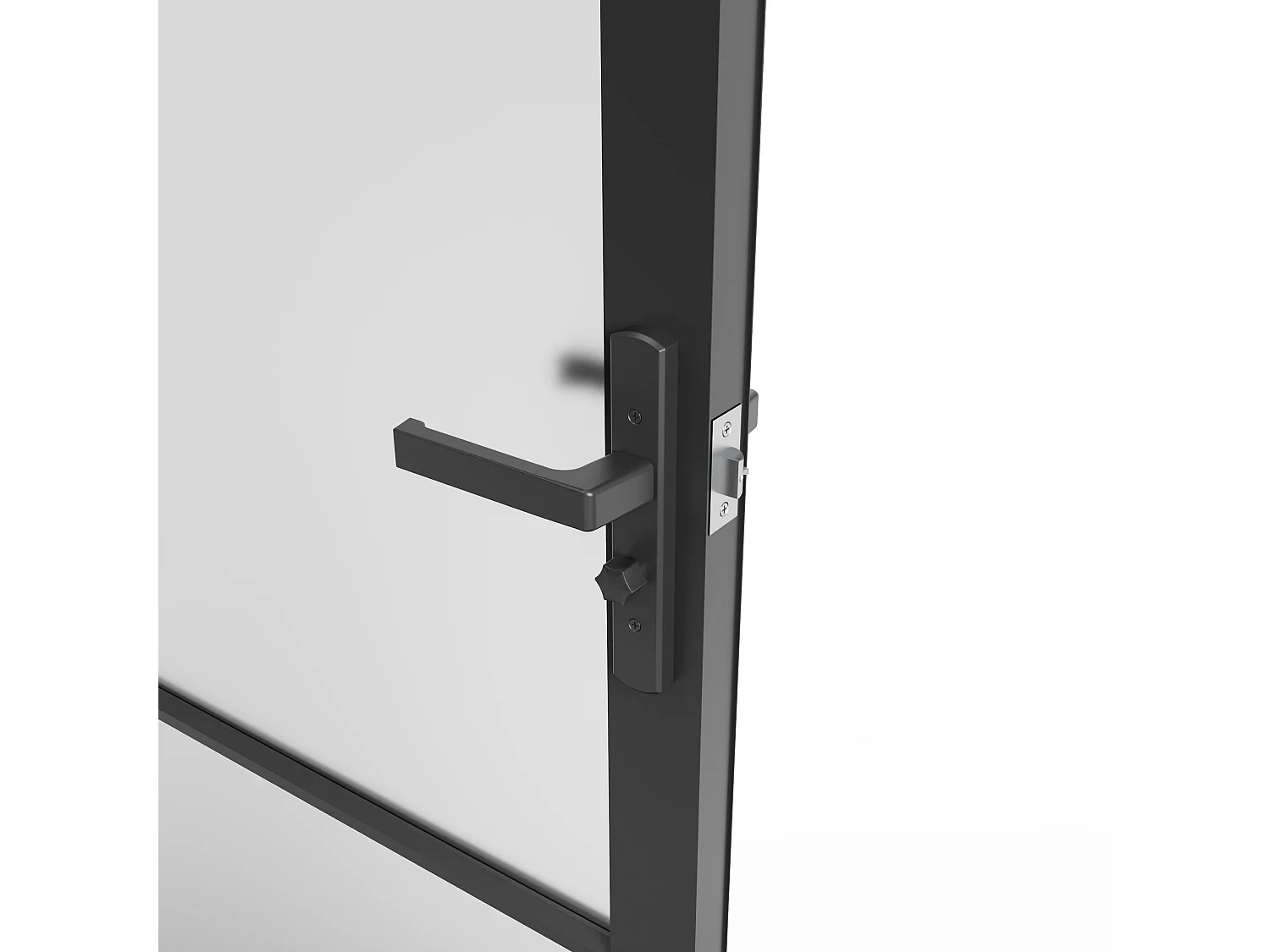 Tür-Set - wendbar - Aluminium & Sicherheitsglas mattiert - 204 x 73 cm - Schwarz - MASERU