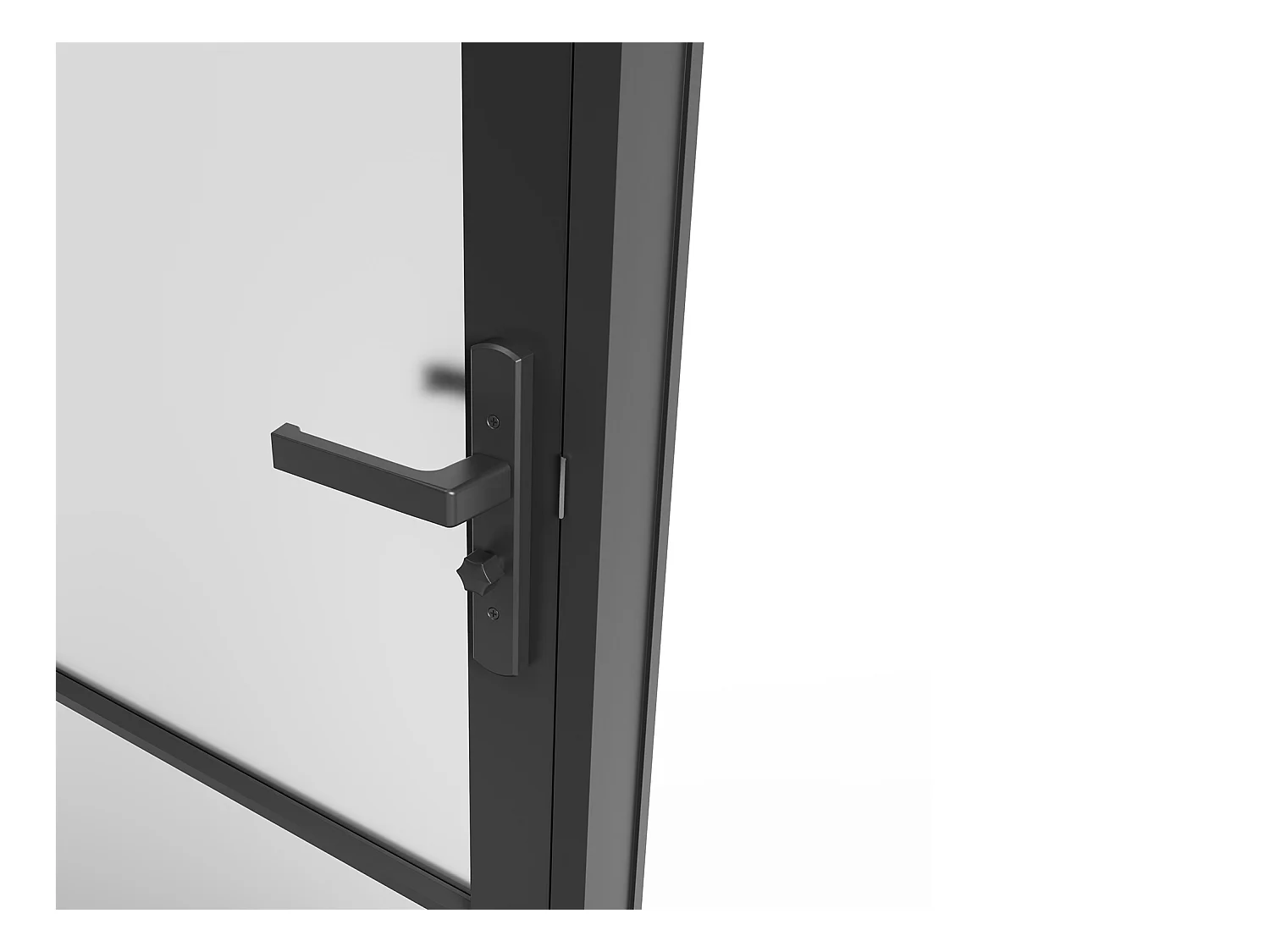 Bloc porte réversible en aluminium et verre trempé dépoli - H204 x L83 cm - Noir - MASERU