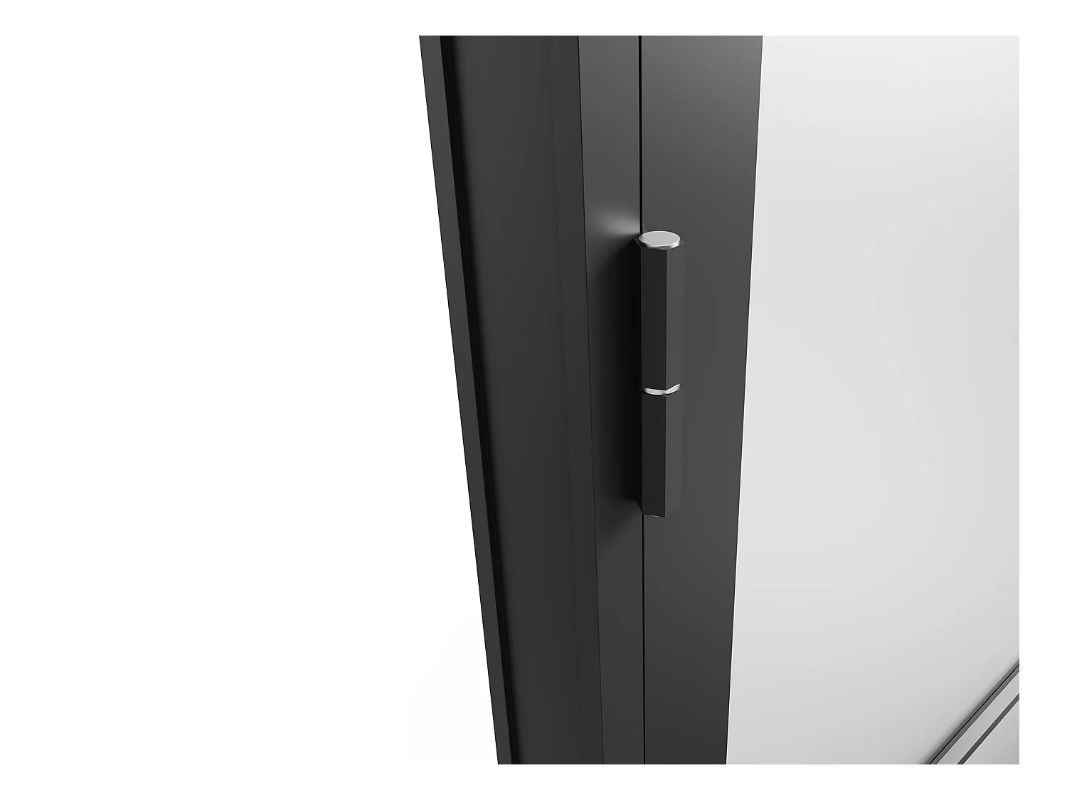 Bloc porte réversible en aluminium et verre trempé dépoli - H204 x L83 cm - Noir - MASERU
