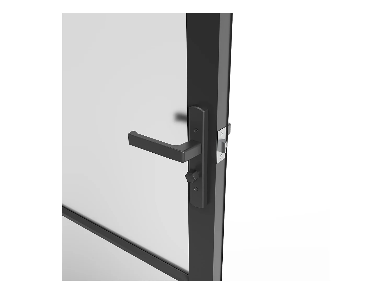 Bloc porte réversible en aluminium et verre trempé dépoli - H204 x L83 cm - Noir - MASERU