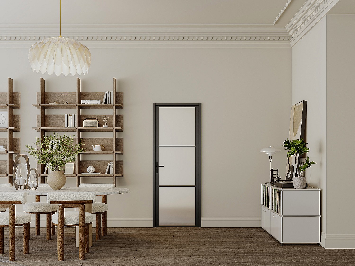 Vente-unique Tür-Set - Wendbar - Aluminium & Sicherheitsglas Mattiert - 204 X 83 Cm - Schwarz - Maseru