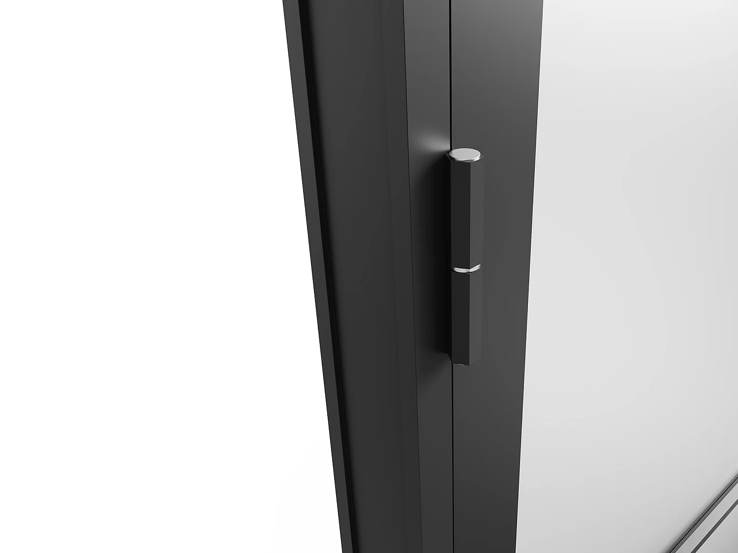 Bloc porte réversible en aluminium et verre trempé dépoli - H204 x L93 cm - Noir - MASERU