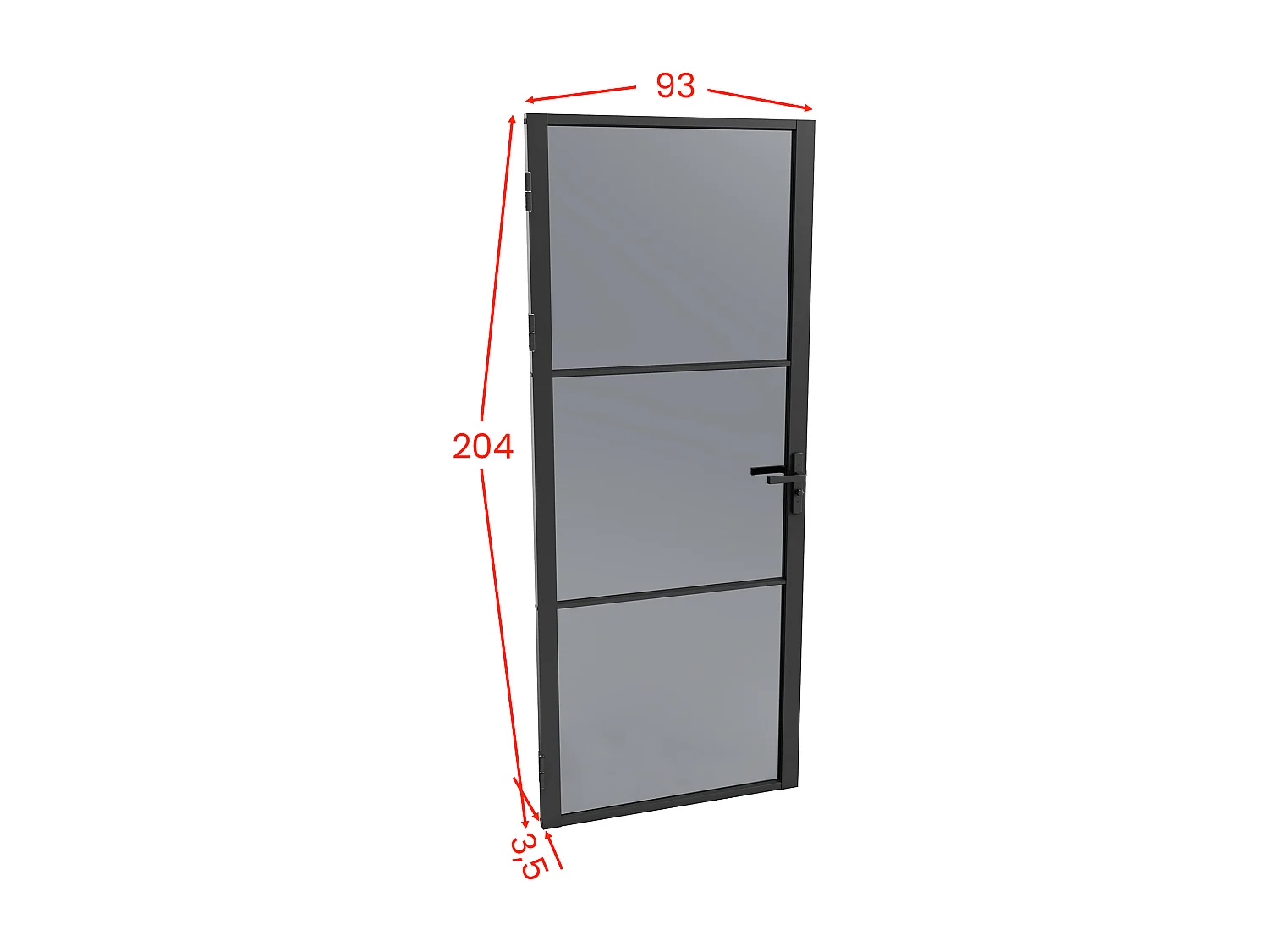 Bloc porte réversible en aluminium et verre trempé dépoli - H204 x L93 cm - Noir - MASERU