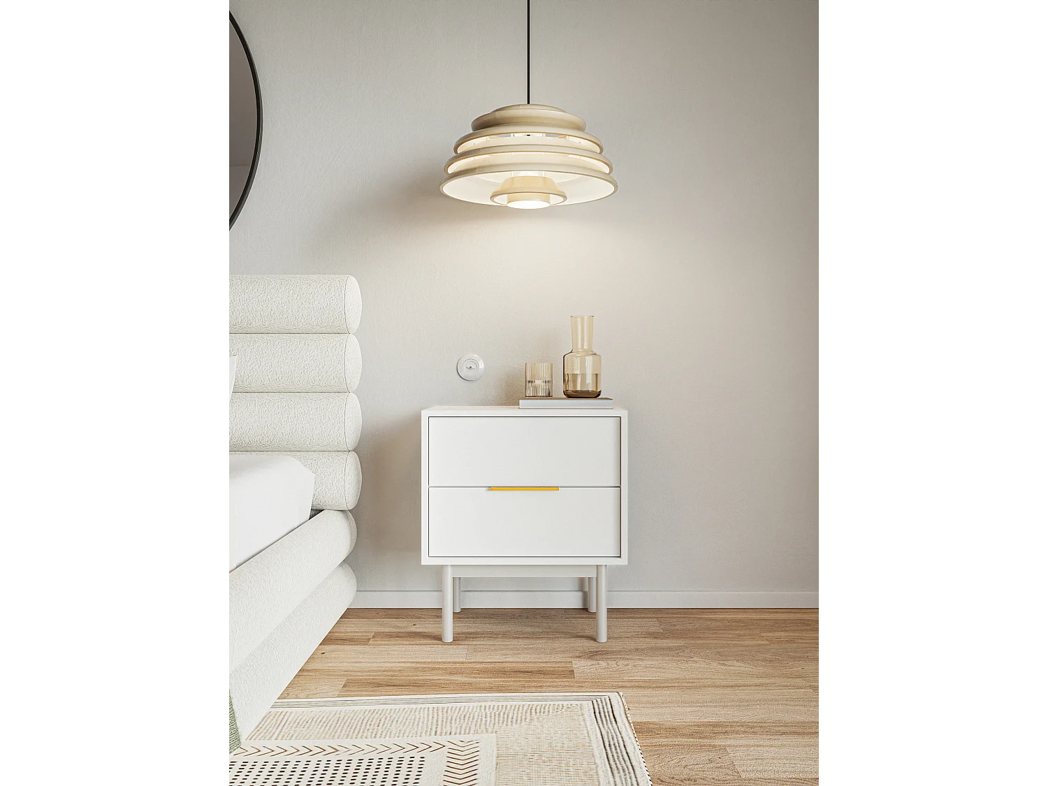 Nachttisch mit 2 Schubladen - weiß - 54 cm - VIVIARO