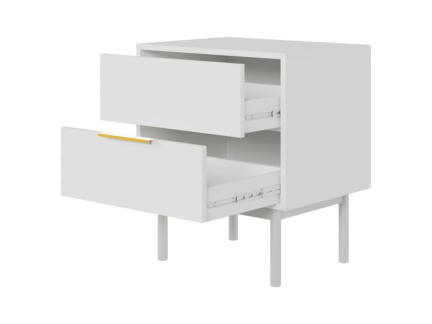 Table de chevet avec 2 tiroirs - 54 cm - blanc- VIVIARO