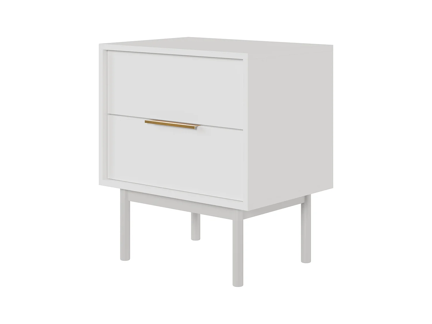 Table de chevet avec 2 tiroirs - 54 cm - blanc- VIVIARO