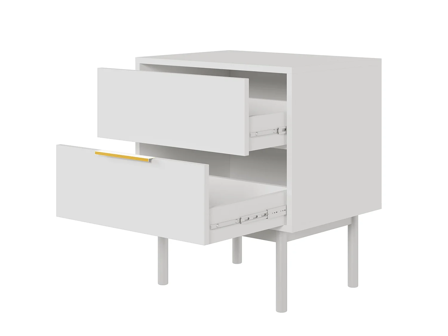 Comodino - 54 cm - con cassetto e rientranza - bianco - VIVIARO
