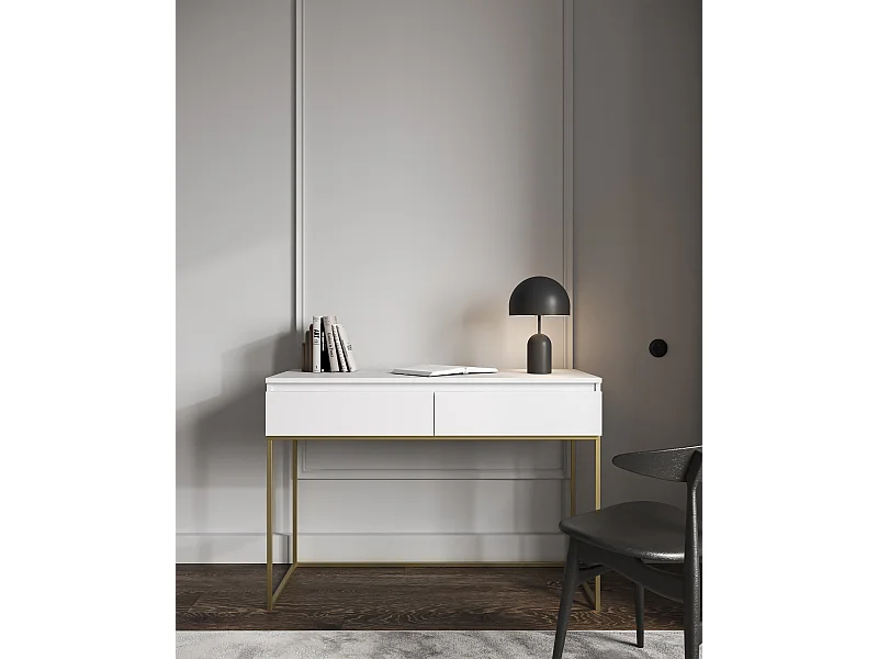 Toccatore Escritorio -bianco con estructura metálica dorate - 120 cm - BEMMI