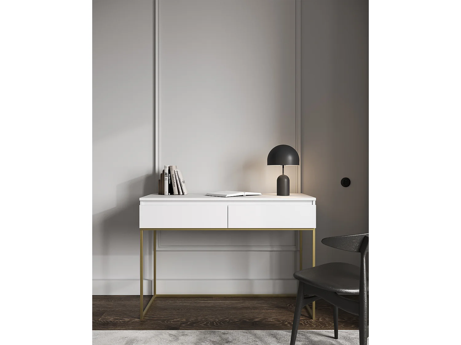 Toccatore Escritorio -bianco con estructura metálica dorate - 120 cm - BEMMI